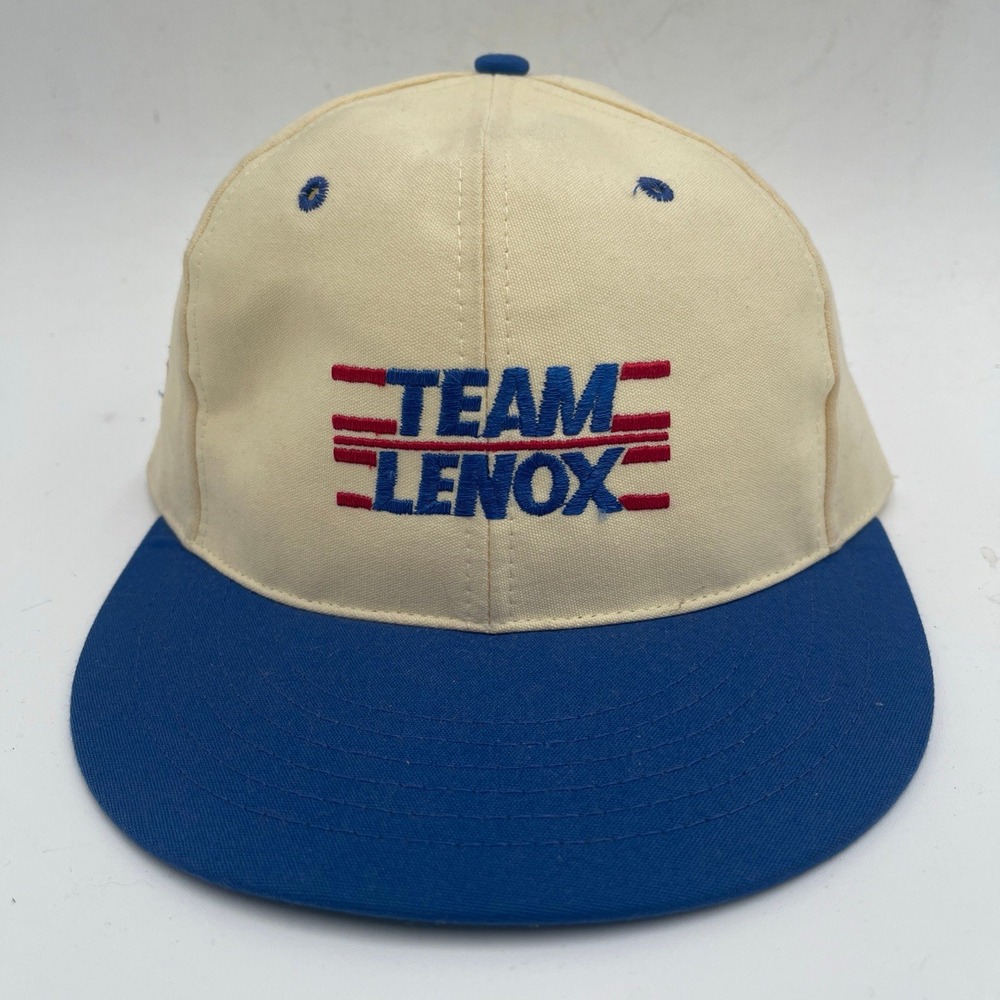 Vtg Team Lenox Mens Hat Leather Adjustable Strap Back Baseball Trucker Cap